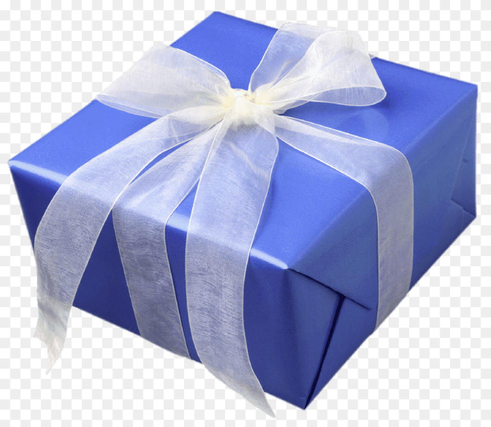 Blue Gift Box With White Ribbon, Accessories, Bag, Handbag Free Transparent Png