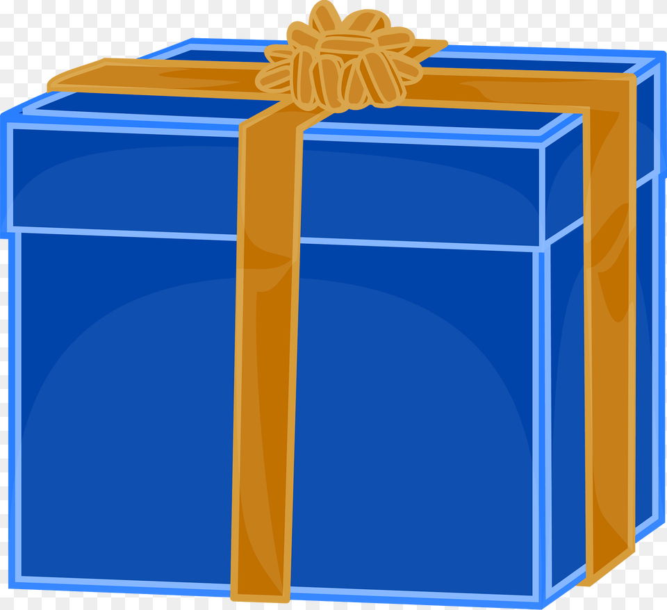 Blue Gift With Golden Ribbon Clipart, Mailbox Free Png