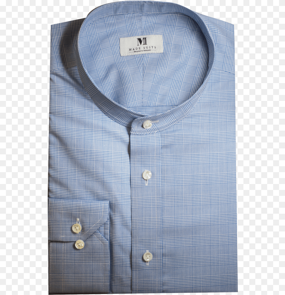 Blue Glen Checks Mandarin Collar Made To Measure Shirts Button, Clothing, Dress Shirt, Shirt Free Transparent Png