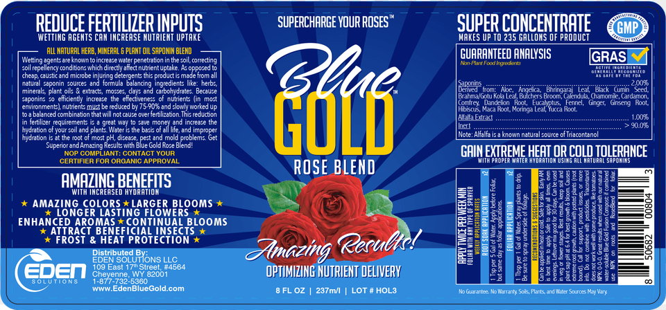 Blue Gold Rose Flower Bloom Booster Root Stimulator Blue Gold Garden Blend, Text, Plant Free Png Download