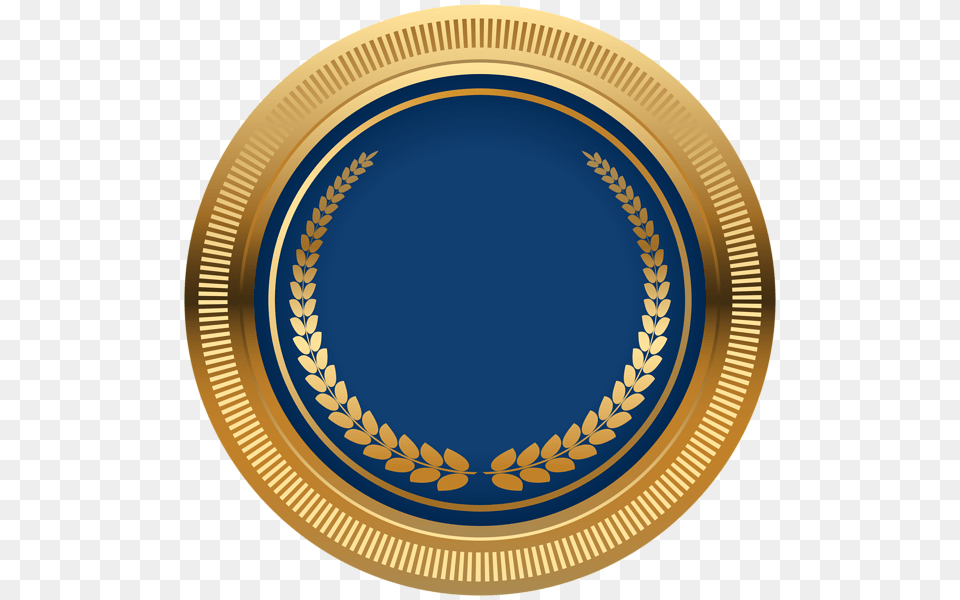 Blue Gold Seal Badge Transparent, Photography, Oval, Art, Porcelain Free Png Download