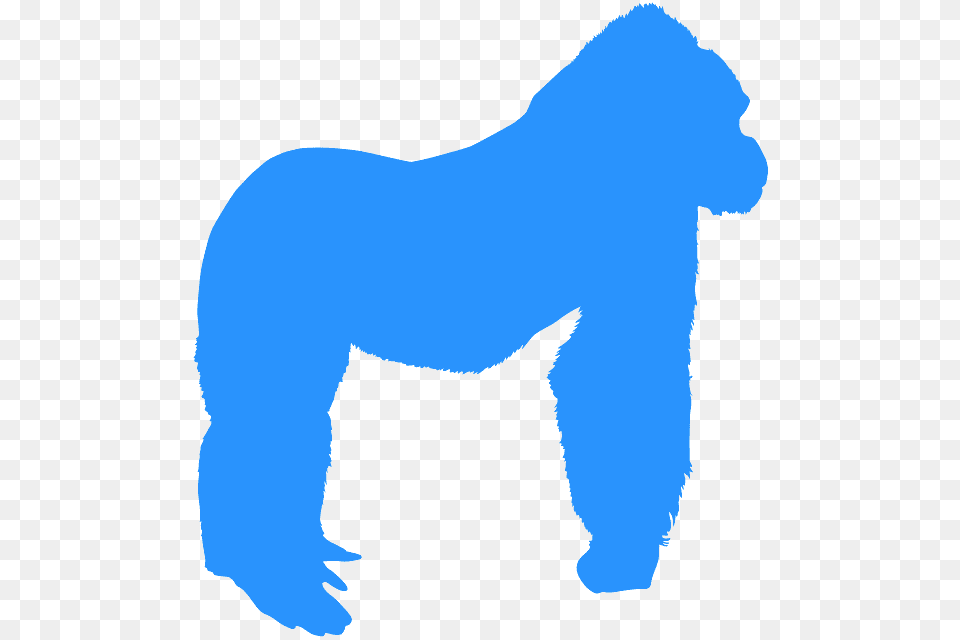 Blue Gorilla Silhouette, Animal, Ape, Mammal, Wildlife Png