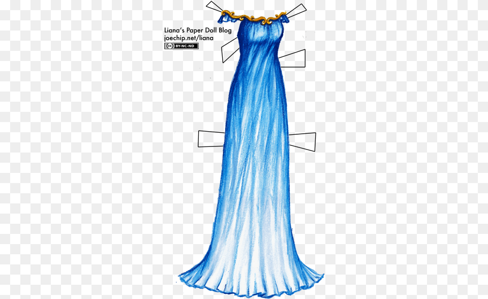 Blue Gown With Gold Trim Lianau0027s Paper Dolls Dress, Clothing, Evening Dress, Fashion, Formal Wear Png Image