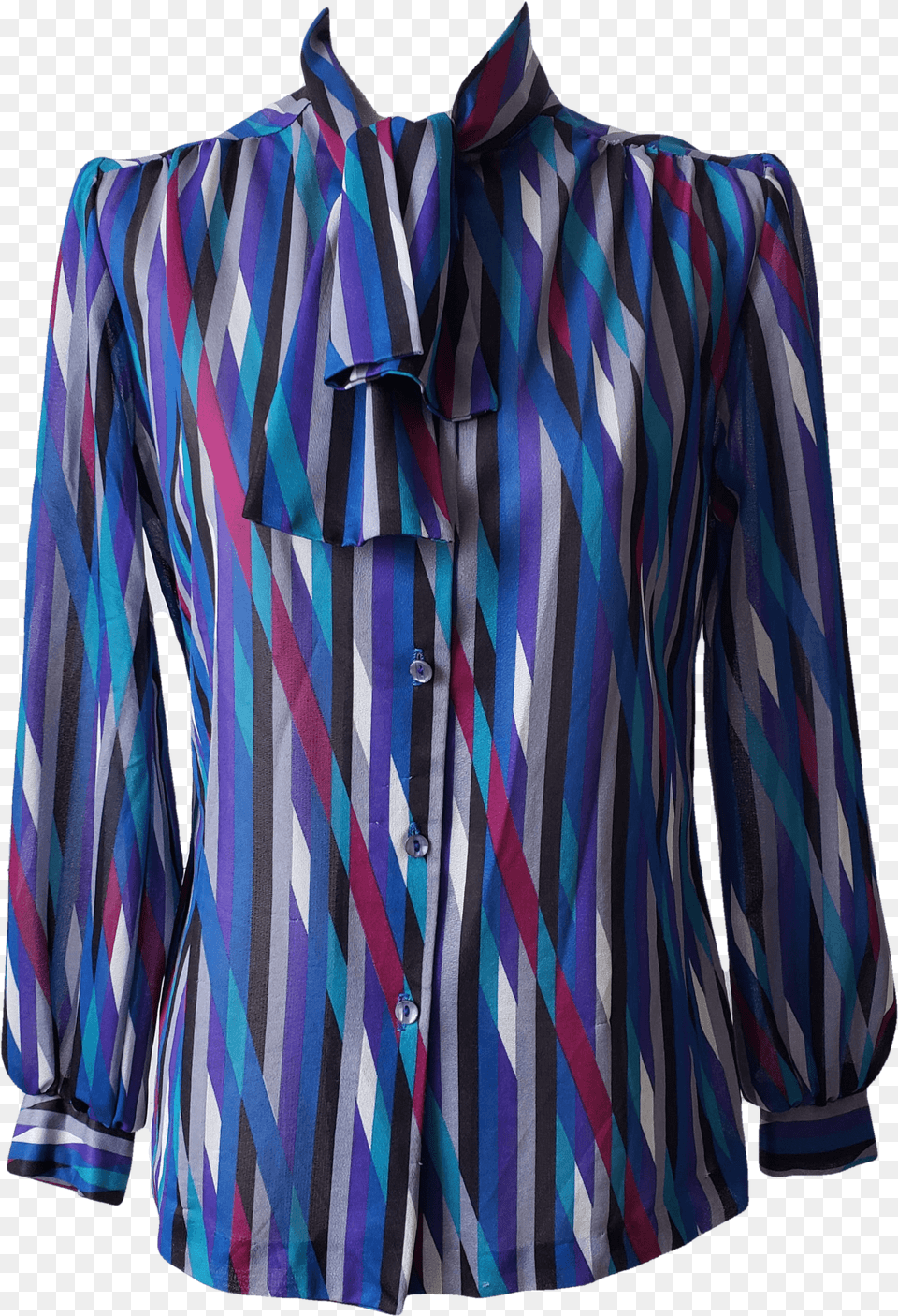 Blue Graphic Button Up Blouse By Teddi Of California Blouse, Clothing, Dress Shirt, Shirt, Long Sleeve Png