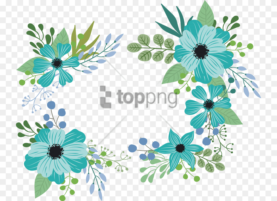 Blue Green Flower With Transparent Blue, Art, Daisy, Floral Design, Graphics Png Image