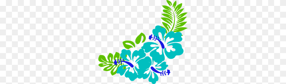 Blue Green Tropical Flowers Clip Art For Web, Flower, Plant, Pattern, Hibiscus Free Transparent Png