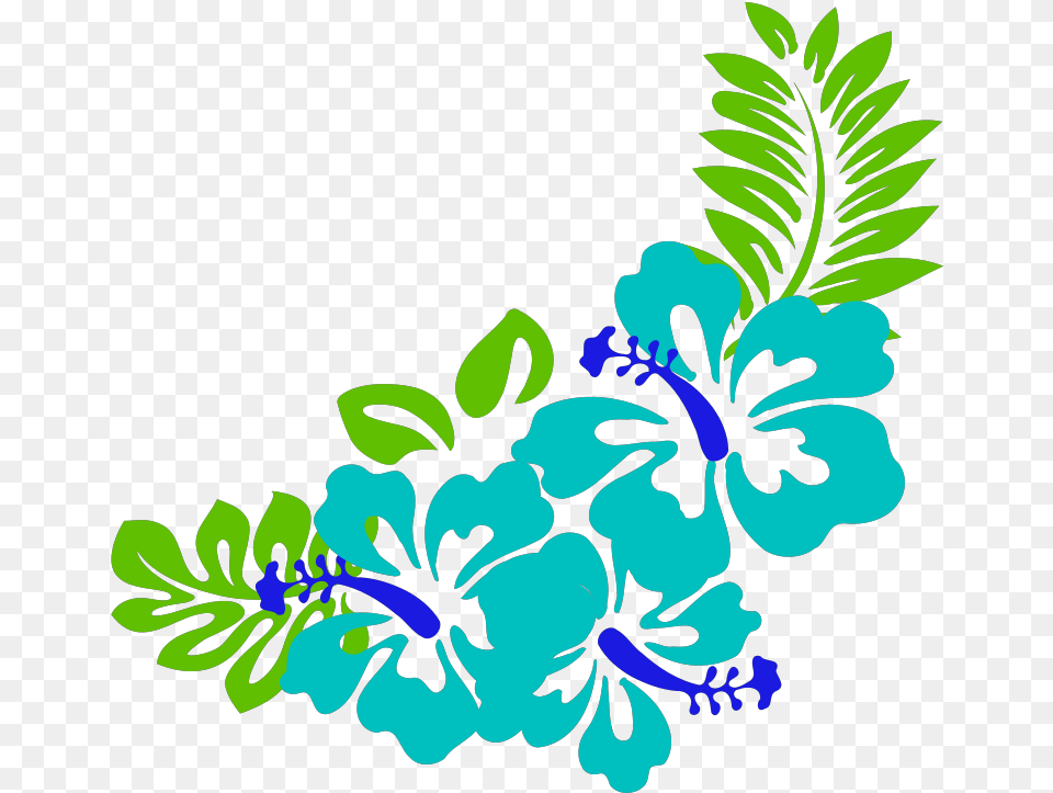 Blue Green Tropical Flowers Svg Hawaiian Flowers Clip Art, Plant, Pattern, Flower, Graphics Free Png