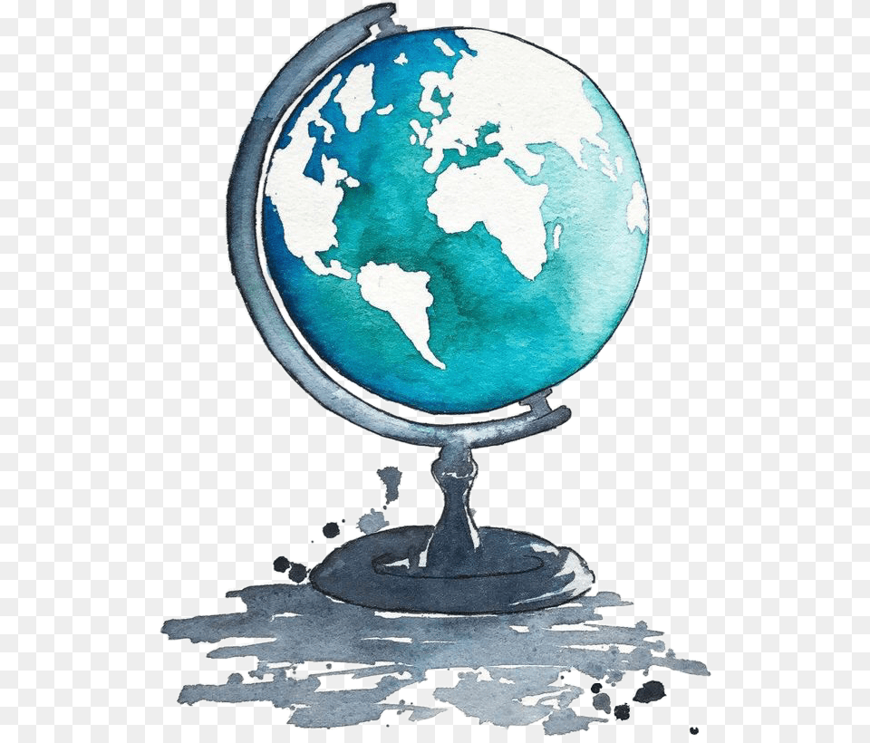 Blue Grey Gray White Globe Art Map Remixit Globe Watercolor, Astronomy, Outer Space, Planet Free Png