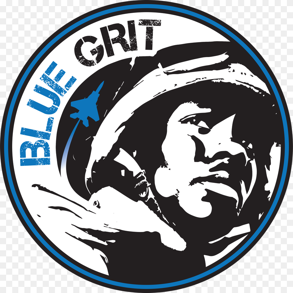 Blue Grit Logo The Blue Grit Podcast, Sticker, Face, Head, Person Png Image