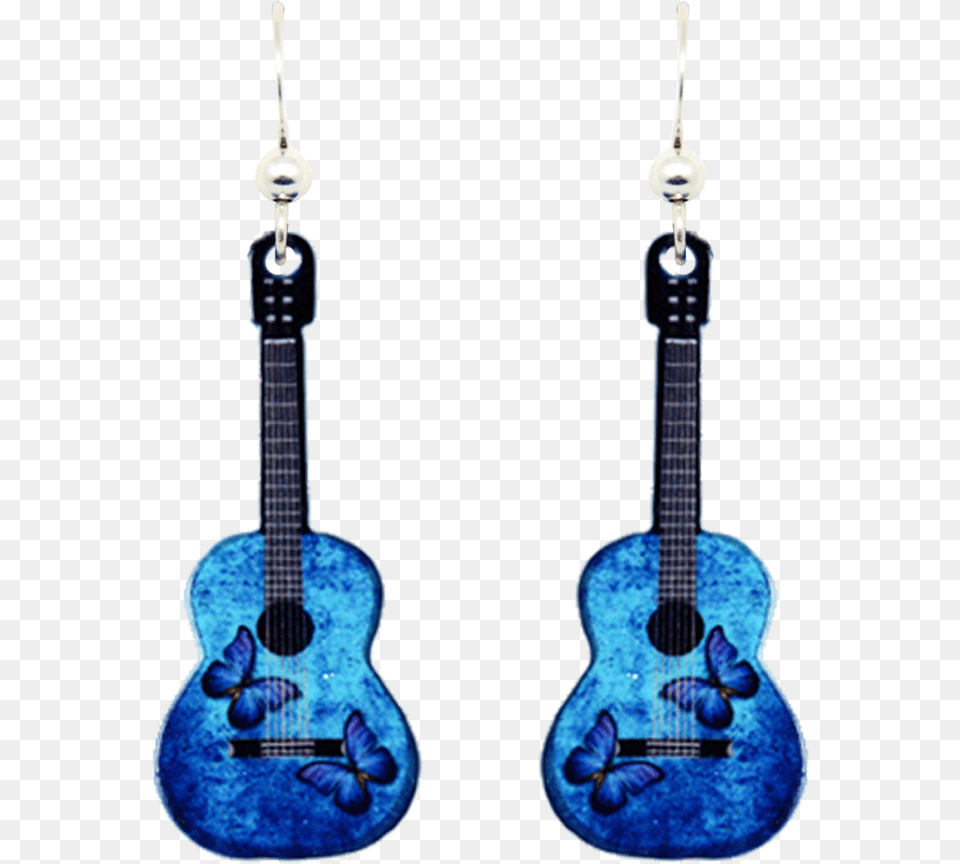 Blue Guitar Butterfly, Accessories, Earring, Jewelry, Musical Instrument Free Transparent Png
