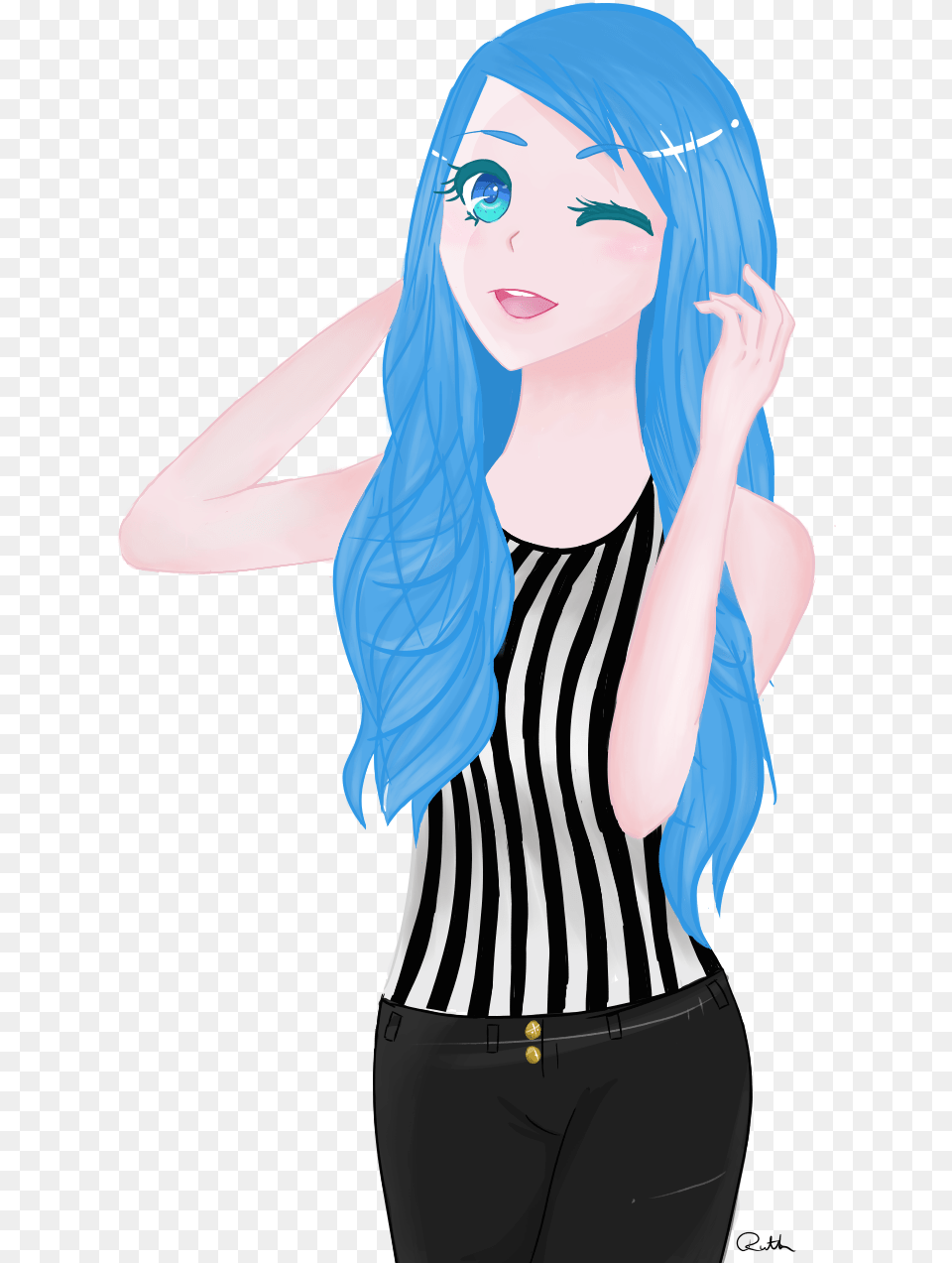 Blue Haired Anime Girl Blue Girl Animae Transparent Background, Adult, Publication, Person, Woman Png