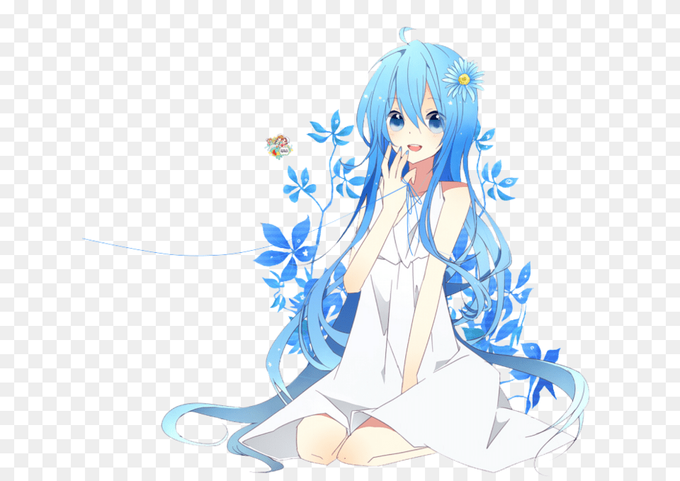 Blue Haired Anime Girl Sad Anime Girl With Blue Hair Blue Eyes, Publication, Book, Comics, Adult Png Image