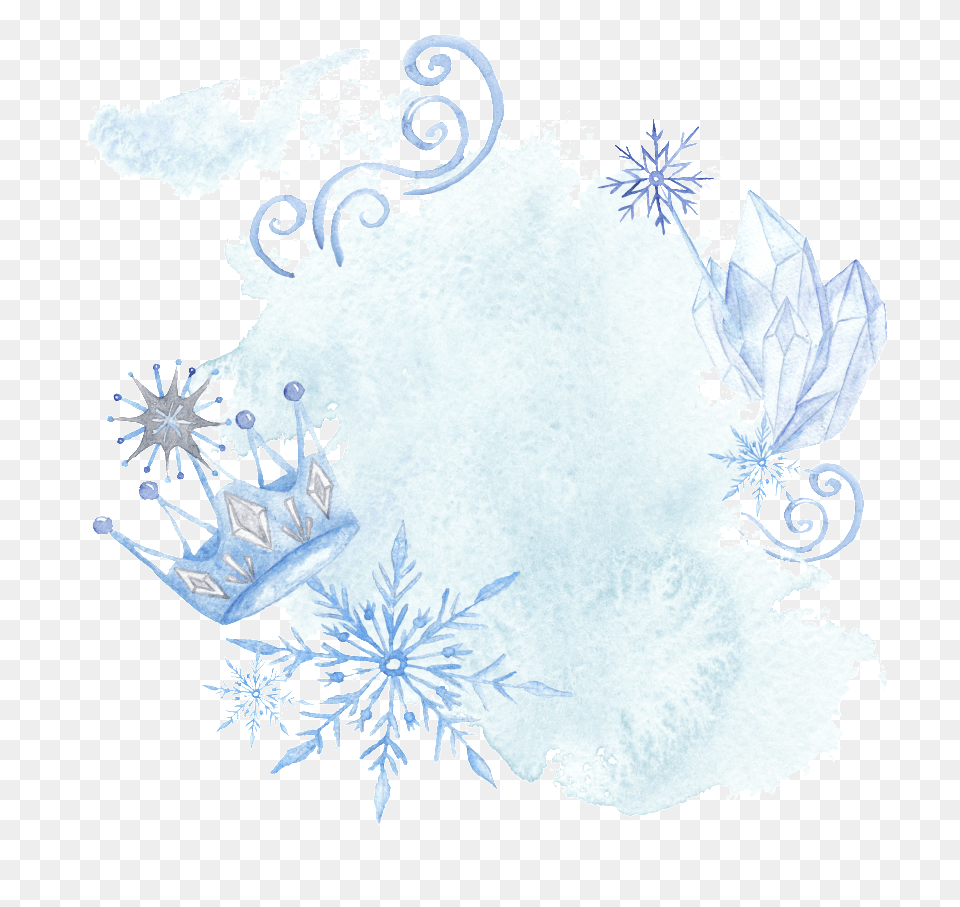 Blue Hand Drawn Crown Snowflake Cartoon Snow Illustration, Nature, Outdoors, Ice Png Image