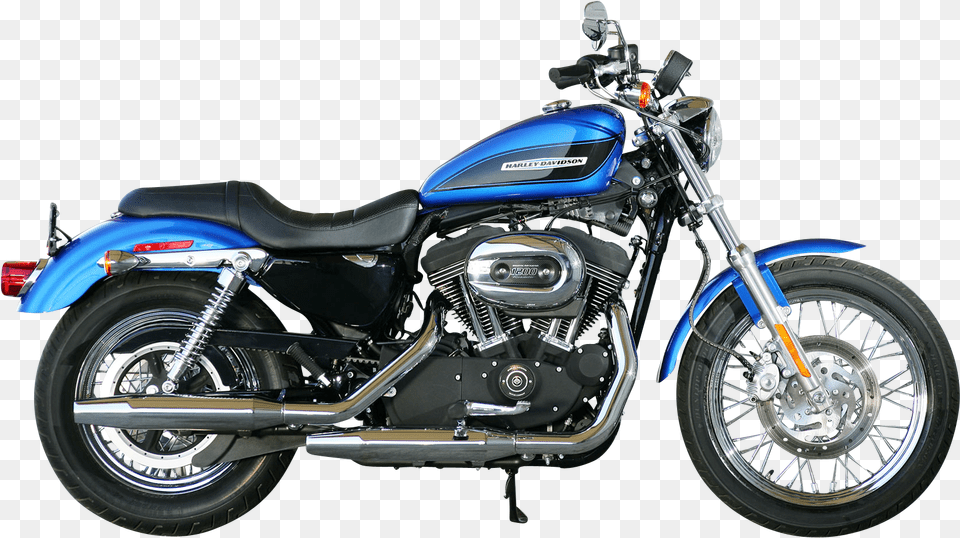 Blue Harley Davidson Motorcycle Bike Side View 2006 Harley Davidson 1200 Roadster, Wheel, Machine, Motor, Spoke Free Png Download