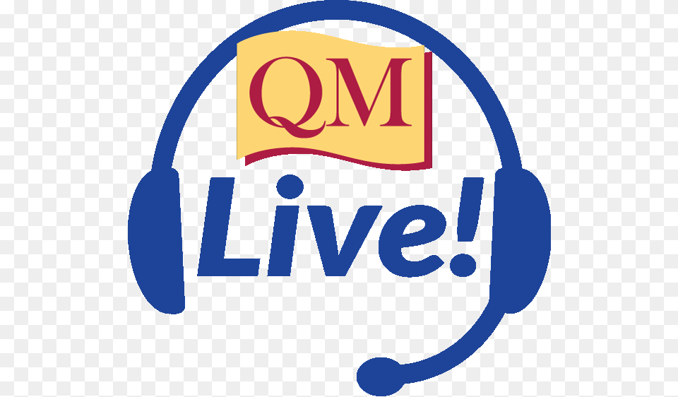 Blue Headphones With Qm Live Inside Quality Matters, Logo, Ammunition, Grenade, Weapon Png Image