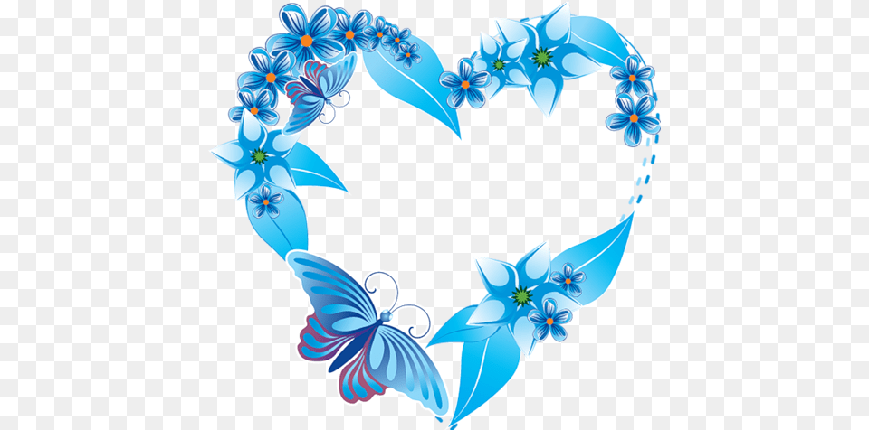 Blue Heart And Butterfly Jamboree Heart Heart, Art, Floral Design, Graphics, Pattern Free Png Download