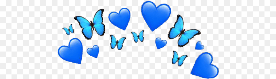 Blue Heart Butterfly Emoji Crown Hearts Butterflies Bla Butterfly Emoji Transparent Background, Animal, Bird, Insect, Invertebrate Free Png