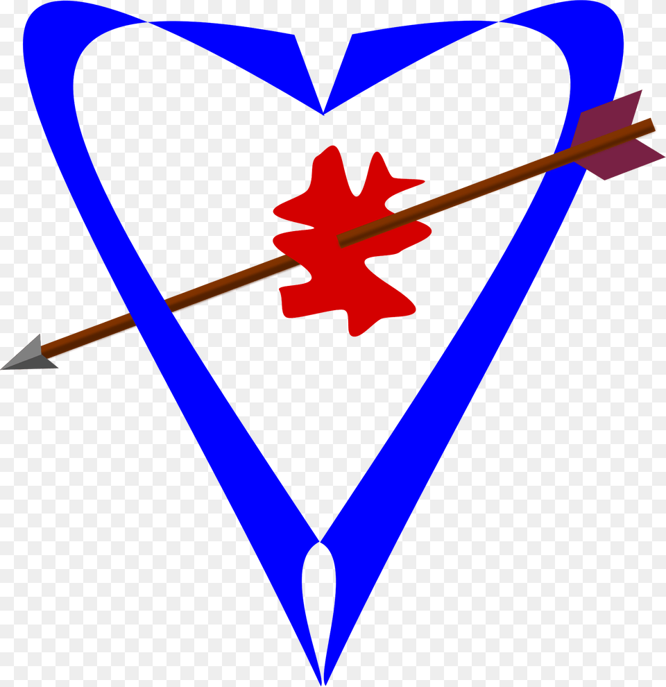 Blue Heart With Arrow Clipart, Logo, Bow, Weapon Png