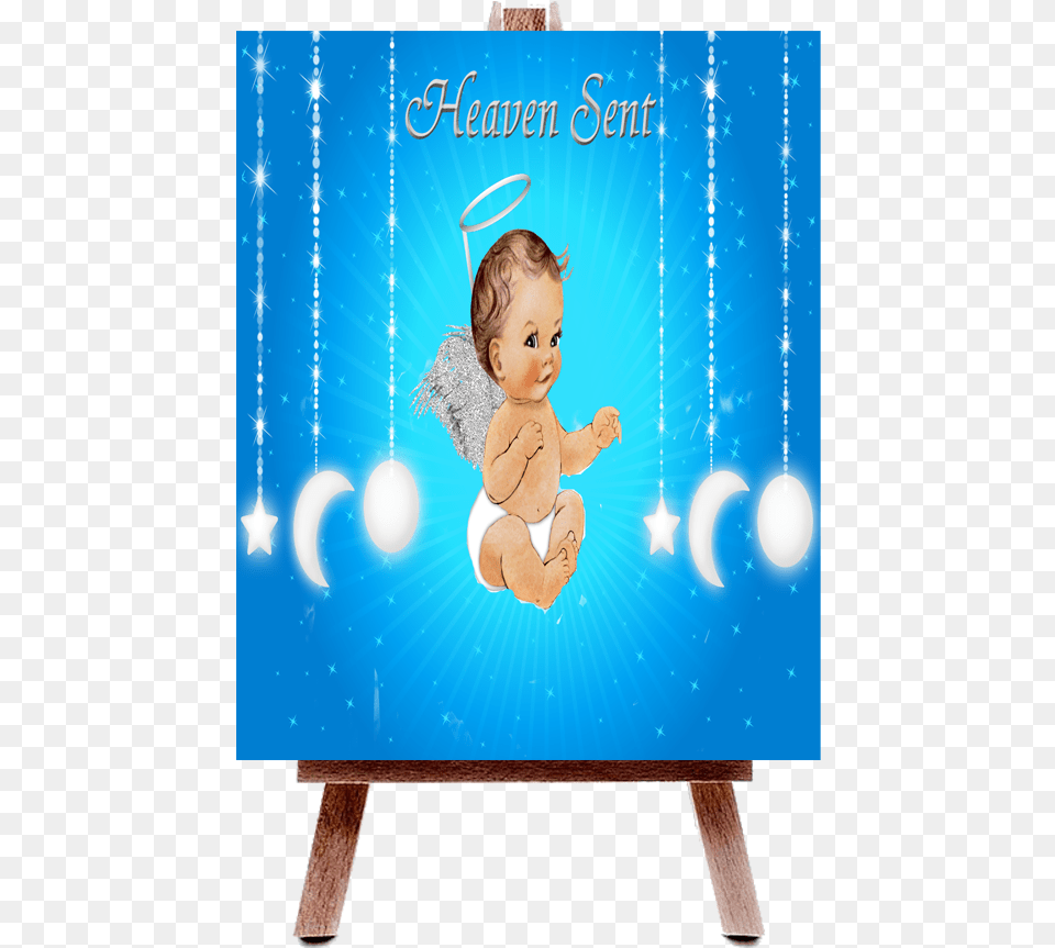 Blue Heaven Sent Boy Baby Shower Poster Banner, Advertisement, Person Free Transparent Png