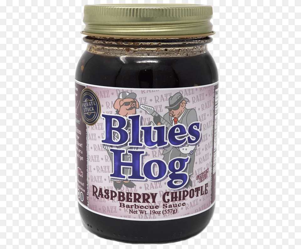 Blue Hogs Raspberry Chipotle Sauce, Jar, Person, Food, Jam Free Png Download