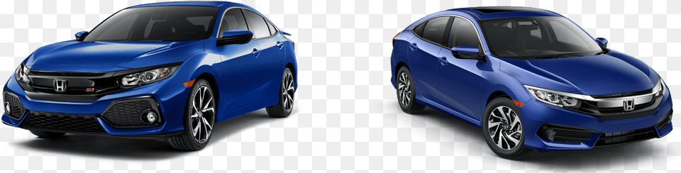 Blue Honda Civic Si And Blue Honda Civic Ex Side By Honda Civic, Car, Sedan, Transportation, Vehicle Png Image