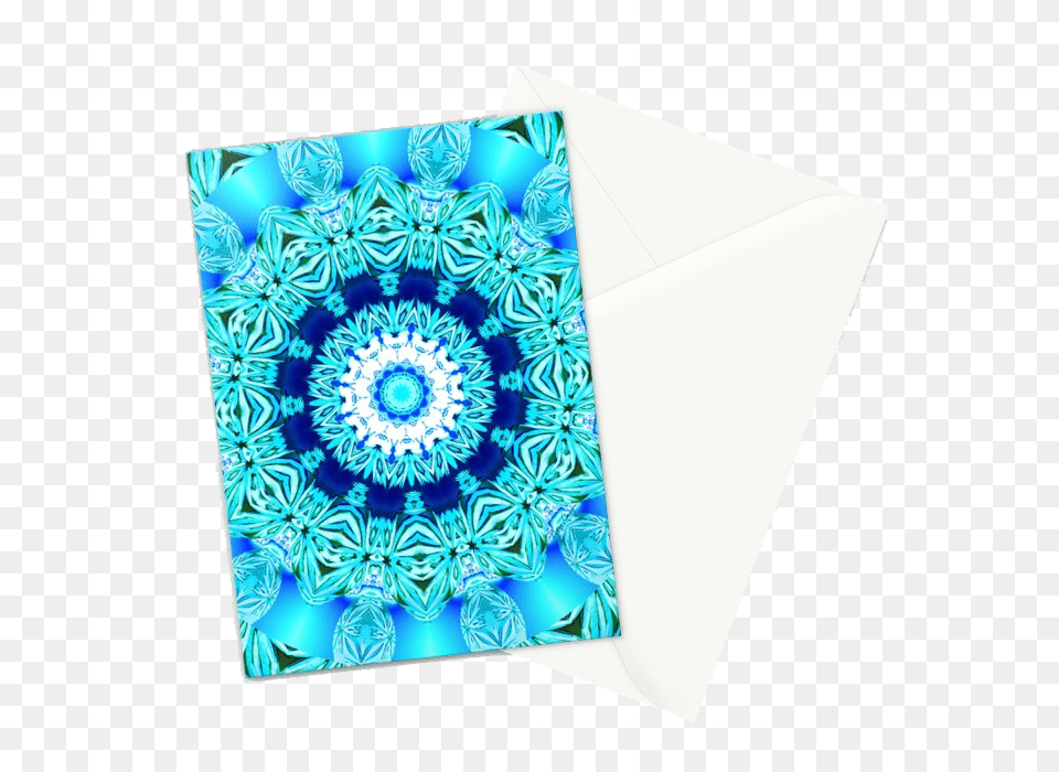 Blue Ice Glass Mandala Abstract Aqua Lace Greeting Card, Envelope, Mail, Greeting Card Png