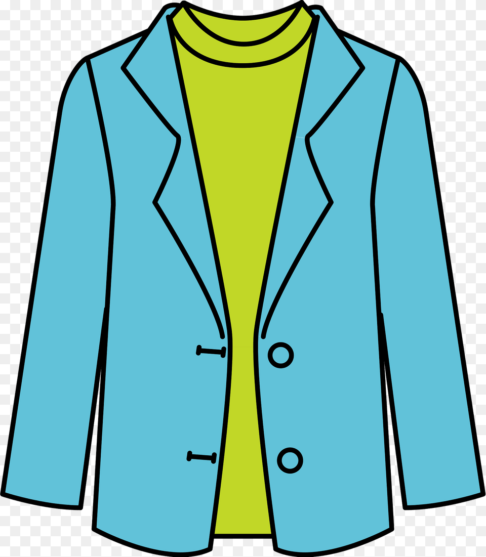 Blue Jacket Over A Green Shirt Clipart, Blazer, Clothing, Coat, Long Sleeve Png