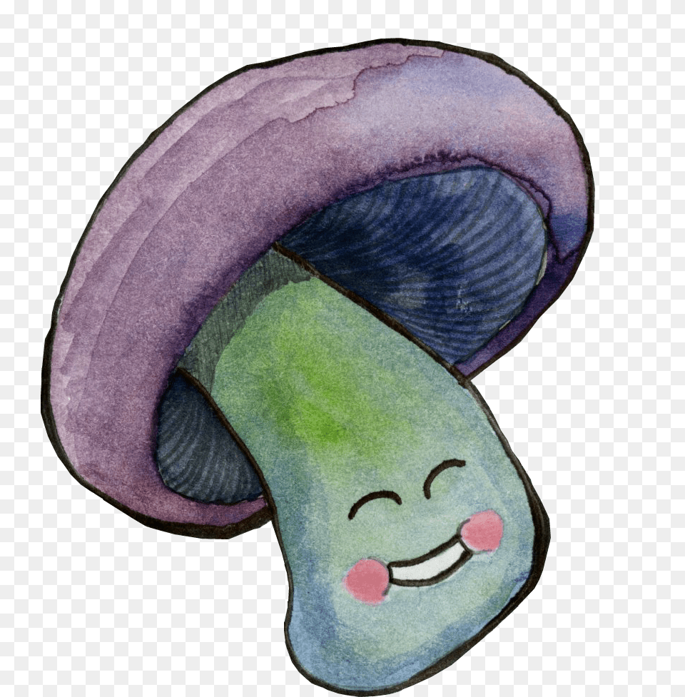 Blue Kirby With Purple Cap Cartoon, Agaric, Fungus, Mushroom, Plant Png Image