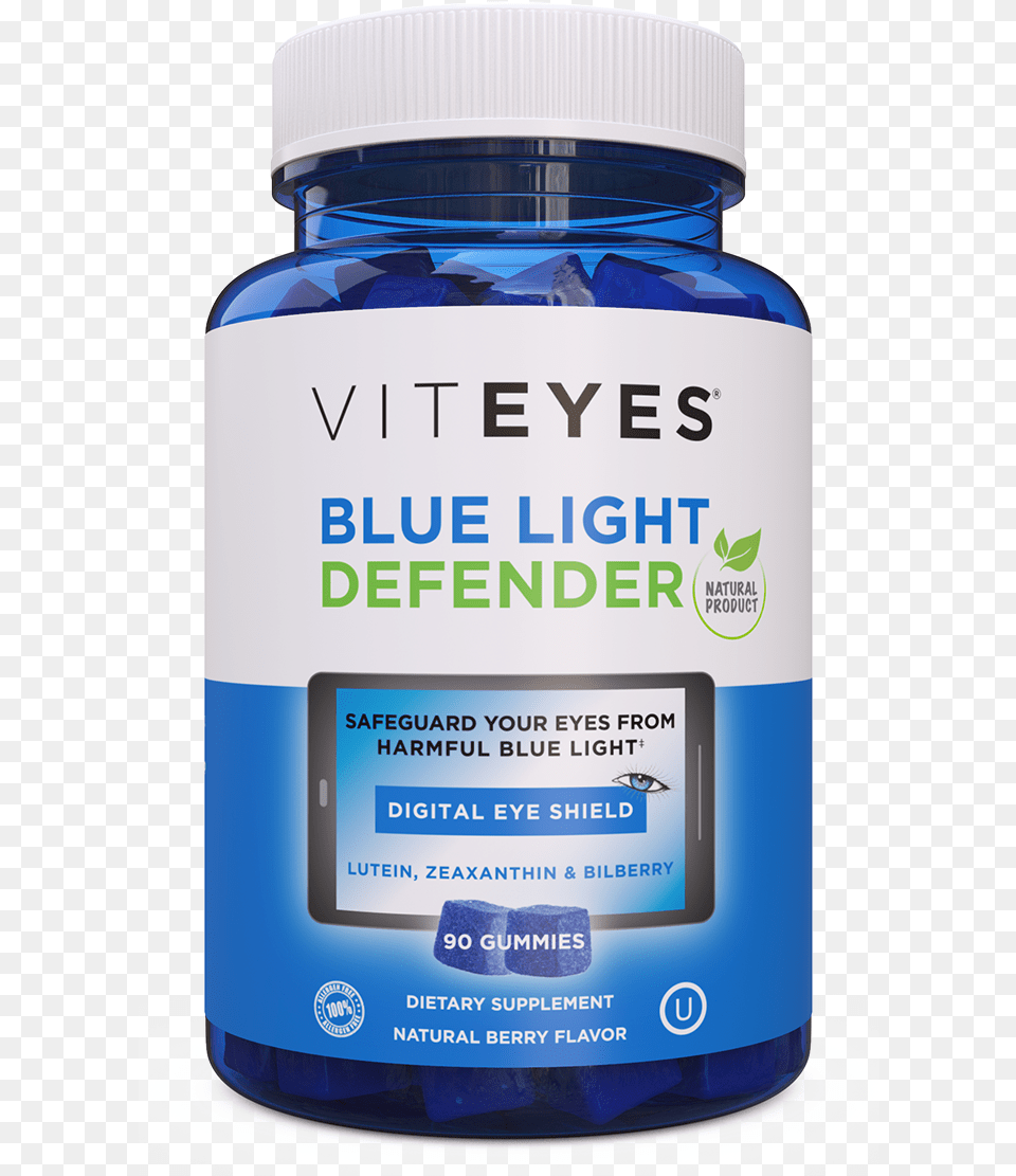 Blue Light Defender Gummies Supplement For Blue Light Protection, Bottle, Shaker, Astragalus, Flower Png