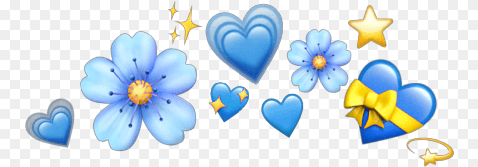 Blue Lightblue Light Celeste Crown Heart Flower Heart Emoji Crown Plant, Animal, Fish, Sea Life Free Transparent Png