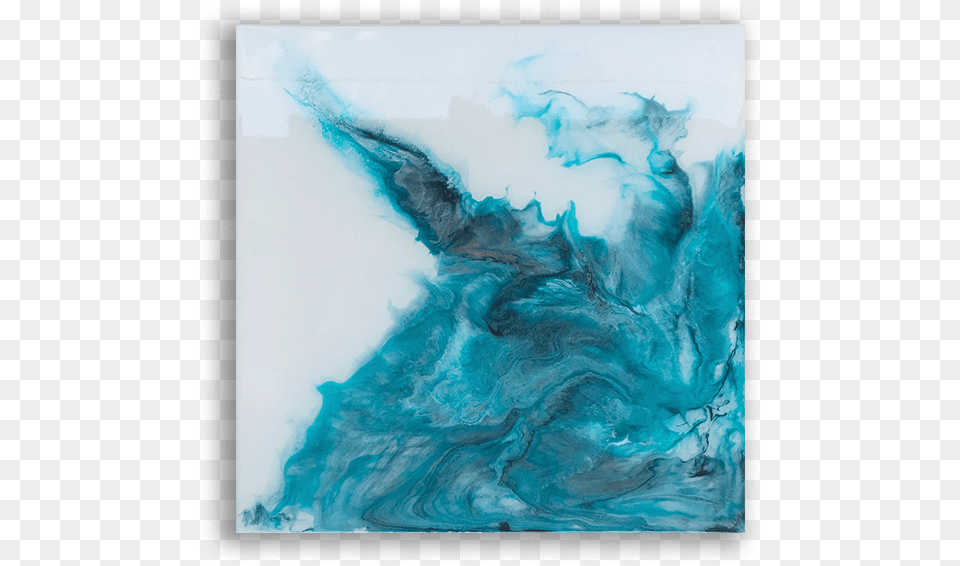 Blue Lightning Fluid Acrylic Inksresin Wood Block Painting, Nature, Outdoors, Ice, Art Free Png Download