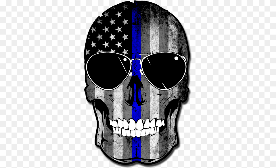 Blue Line Flag Skull, Accessories, Sunglasses, Chandelier, Lamp Png Image