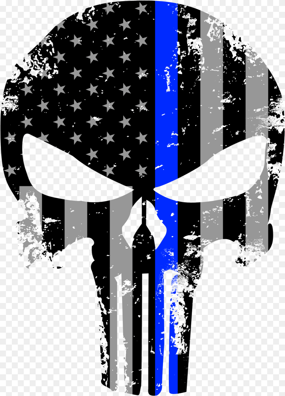 Blue Line Punisher Thin Blue Line Punisher Skull, Flag, American Flag, People, Person Free Png Download