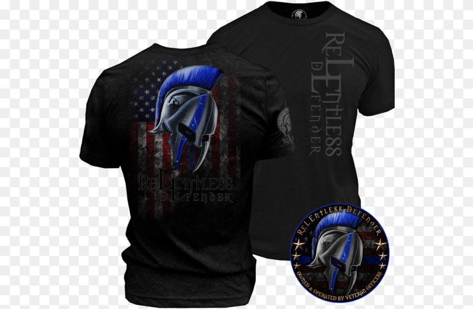 Blue Line Spartan Shirt, Clothing, T-shirt, Adult, Male Free Png Download