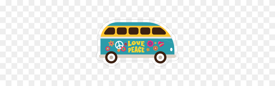 Blue Love And Peace Hippie Van Sticker, Bus, Transportation, Vehicle, School Bus Free Transparent Png