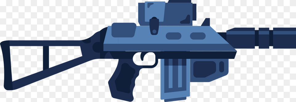 Blue Machine Gun Clipart, Firearm, Rifle, Weapon, Machine Gun Png