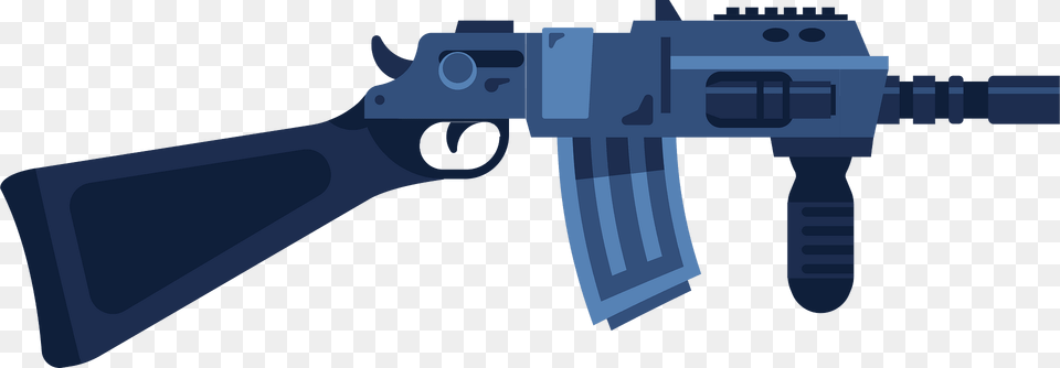 Blue Machine Gun Clipart, Firearm, Rifle, Weapon, Machine Gun Free Png