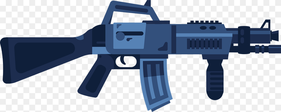 Blue Machine Gun Clipart, Firearm, Rifle, Weapon, Machine Gun Png Image