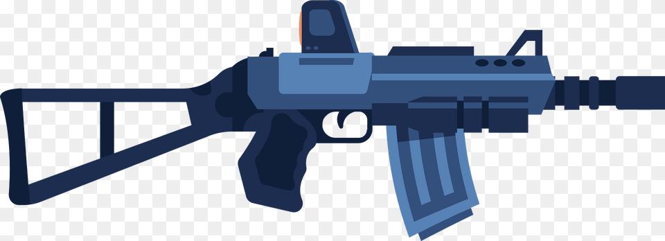 Blue Machine Gun Clipart, Firearm, Rifle, Weapon, Machine Gun Png Image