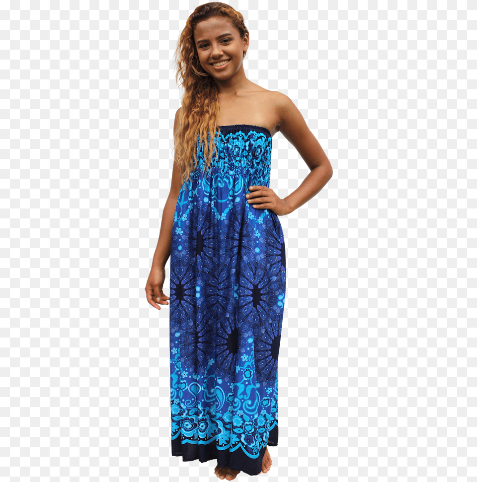 Blue Mandala Womens Maxi Dress Bohemian Island Gown, Adult, Person, Formal Wear, Female Free Png Download