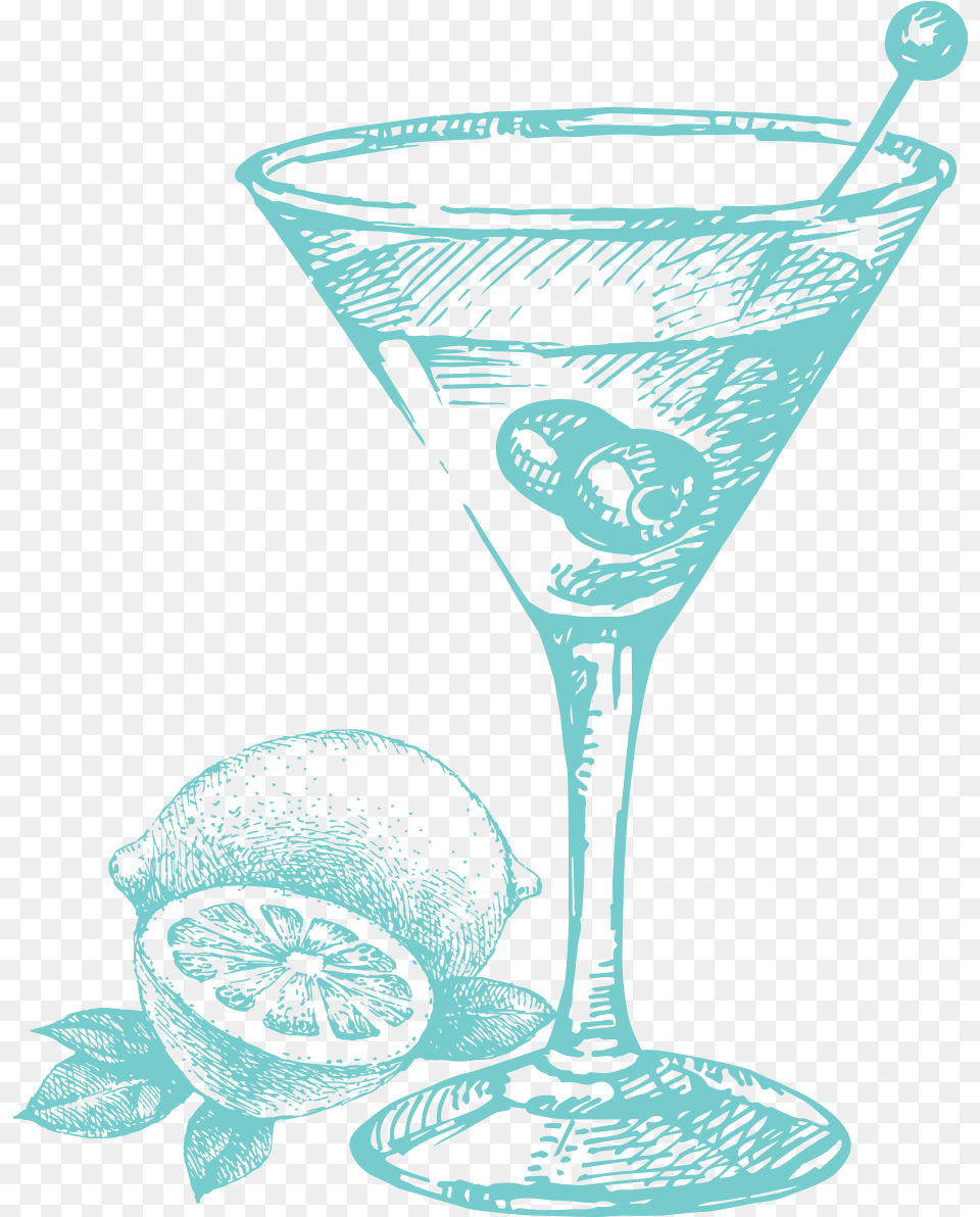 Blue Martini Cocktail Glass Vector Vintage, Alcohol, Beverage Free Transparent Png
