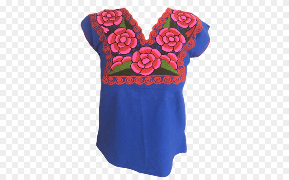 Blue Mexican Blouse With Flowers Casa Fiesta Designs, Clothing, Pattern, Embroidery Free Transparent Png