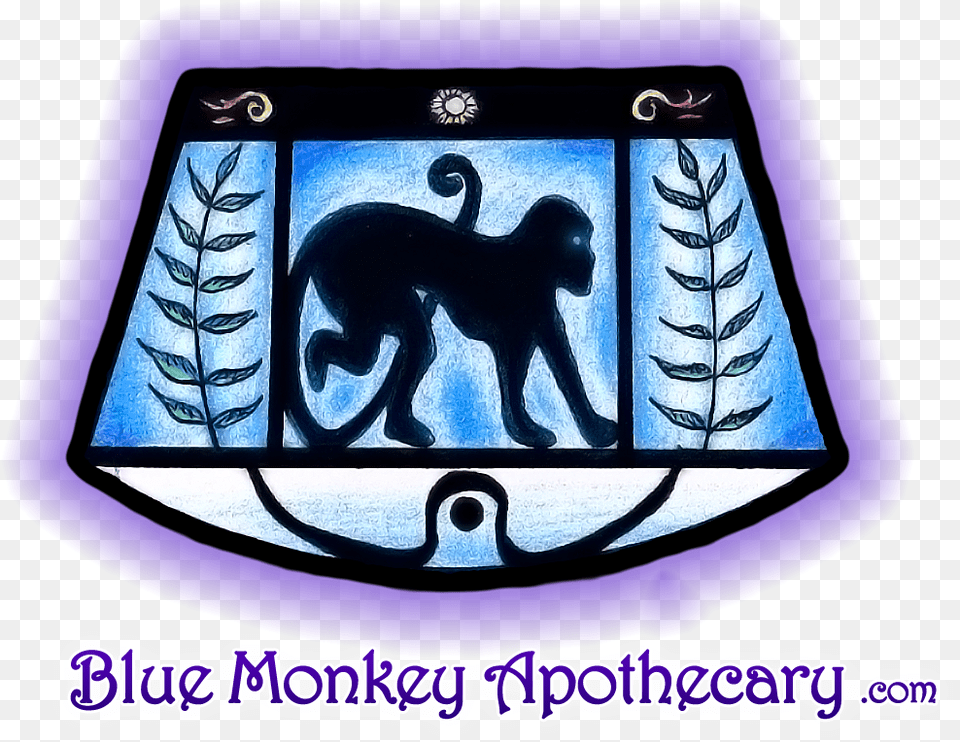 Blue Monkey Apothecary Silhouette, Emblem, Symbol, Animal, Canine Png Image