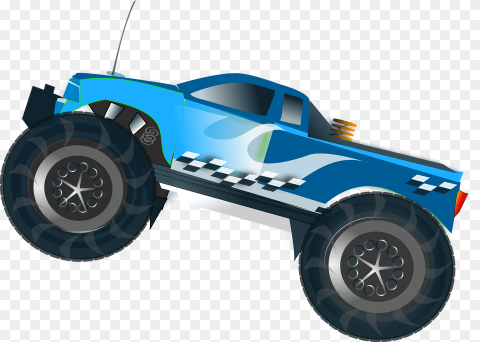 Blue Monster Truck Stunt Clipart, Machine, Wheel, Buggy, Transportation Png