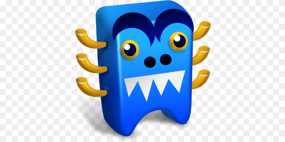 Blue Monster With Big Teeth Icon Creature, Banana, Food, Fruit, Plant Png Image