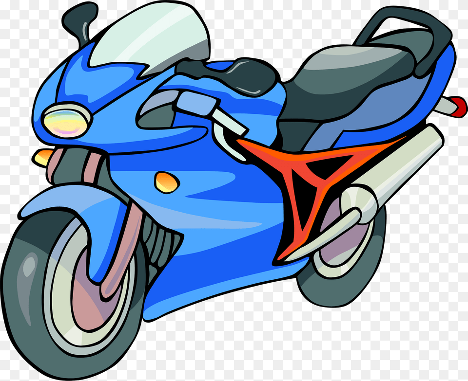 Blue Motorcycle Clipart, Vehicle, Transportation, Motor Scooter, Lawn Mower Png Image