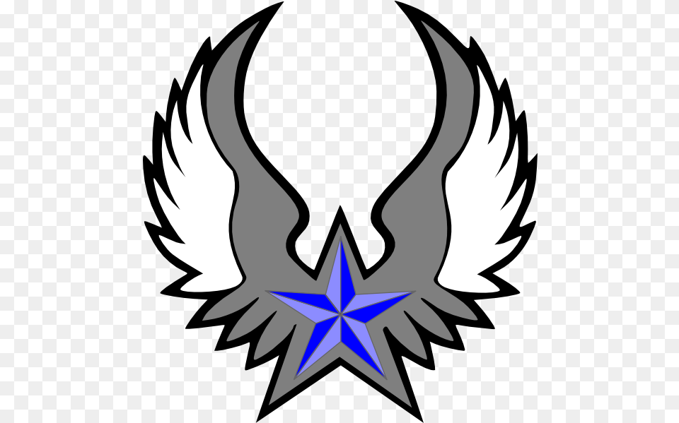 Blue Nautical Star Wings Clip Art Clip Art, Emblem, Symbol, Person, Star Symbol Free Png
