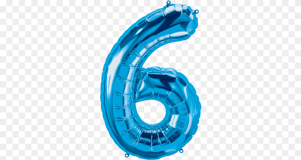 Blue Number 6 Balloon Blue 6 Balloon, Water, Smoke Pipe Free Png Download