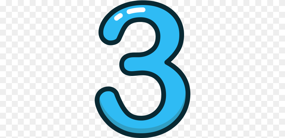 Blue Number Numbers Study Three Icon Three, Symbol, Text, Disk Png Image