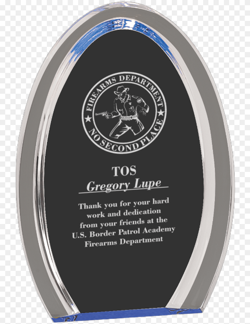 Blue Oval Halo Acrylic Award Trophy, Plaque, Baby, Person Png